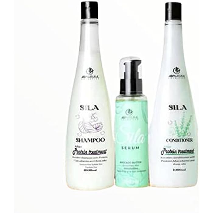 Sila Brazilian Shampoo Conditioner and Bath Cream Liter and Avocado and Macadamia Extracts Serum for Protein Treated Hair - Image 2